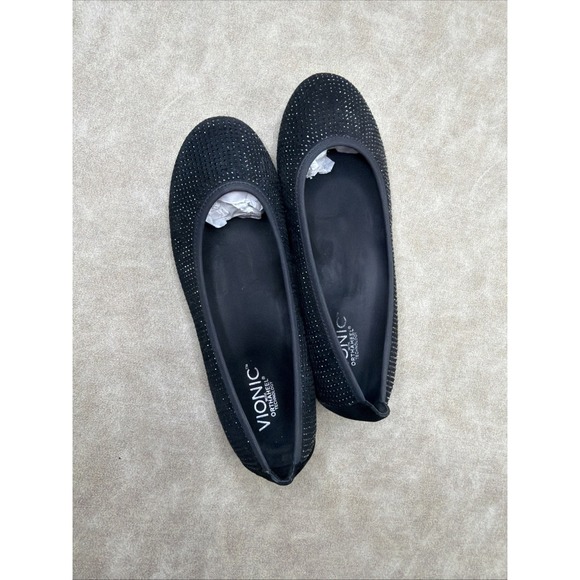 Vionic Willow Ballet Flats Shoes Black Suede Rhinestones Comfort Women Sz 7 EUC - Picture 6 of 11